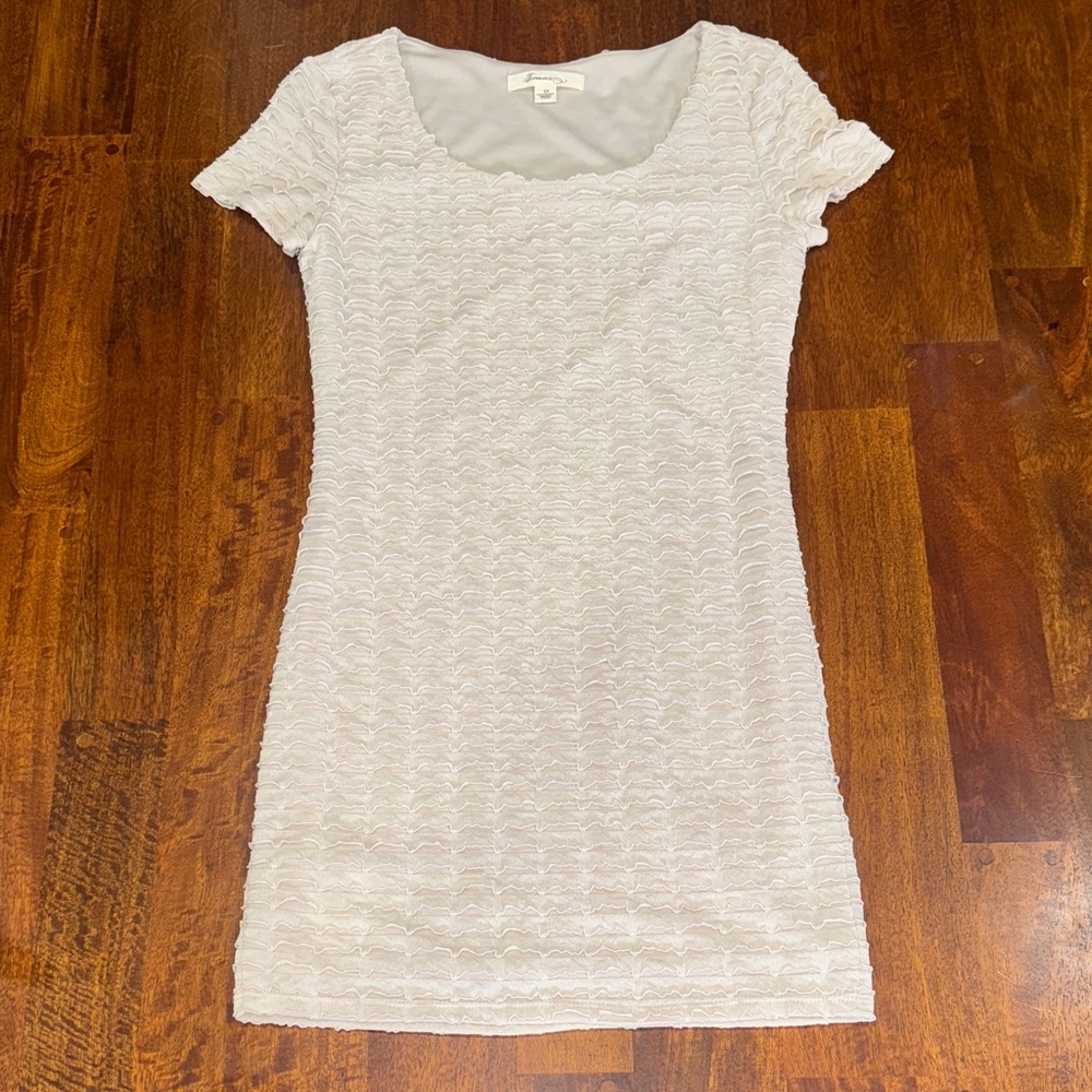 Forever 21 Ruffled Textured Cream Dress